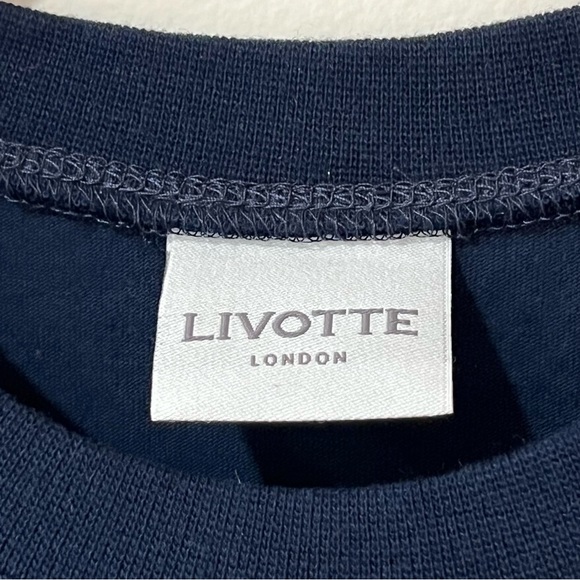 Livotte London “Megan” Navy Short Sleeve Cotton Blouse XS ($176) - Picture 4 of 6